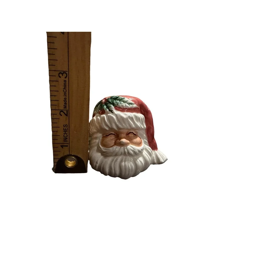 Vintage Ceramic Santa Head Napkin Rings Set of 6 Christmas Holiday Table
